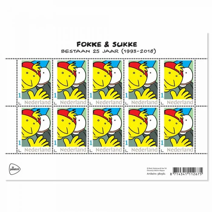 Nederland V3643 Fokke en Sukke 25jr velletje-sheetlet zelfklevend selfadh. 2018 postfris-mnh
