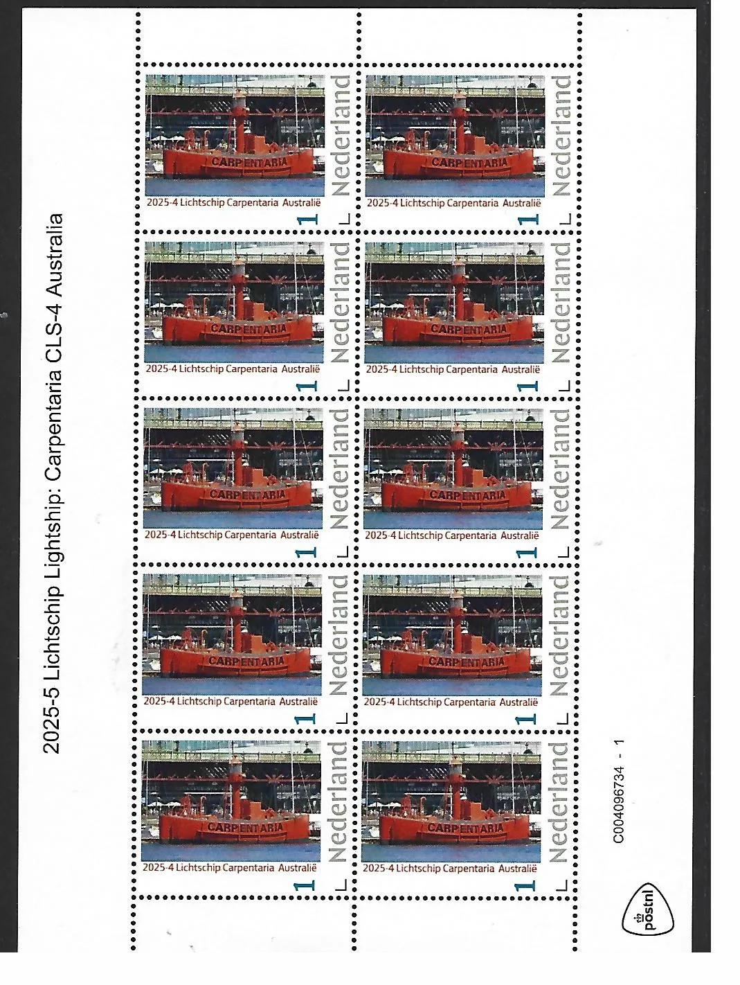 Netherlands 2025-4a Lightship: Carpentaria sheet MNH