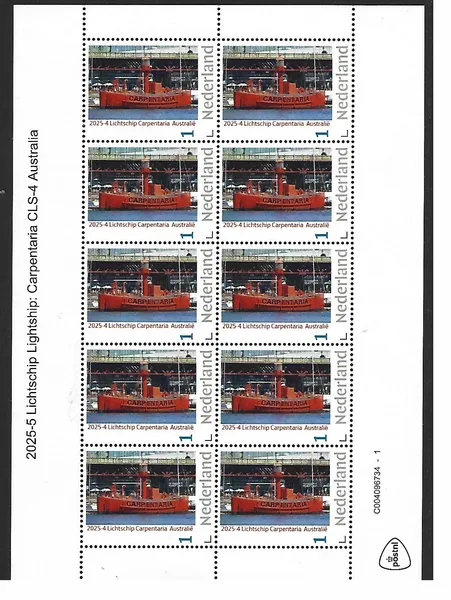 Nederland 2025-4a Lichtschip lightship: Carpentaria sheet postfris/mnh