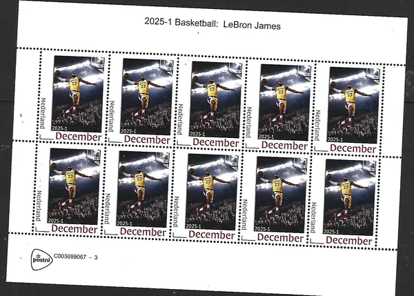 Netherlands 2025-1 Basketball LeBron James sheetlet MNH