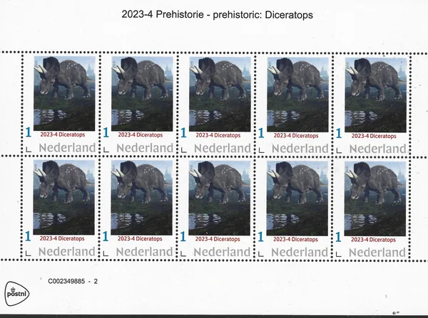 Nederland 2023-4 Prehistorie - prehistoric: Diceratops vel-sheet postfris/mnh