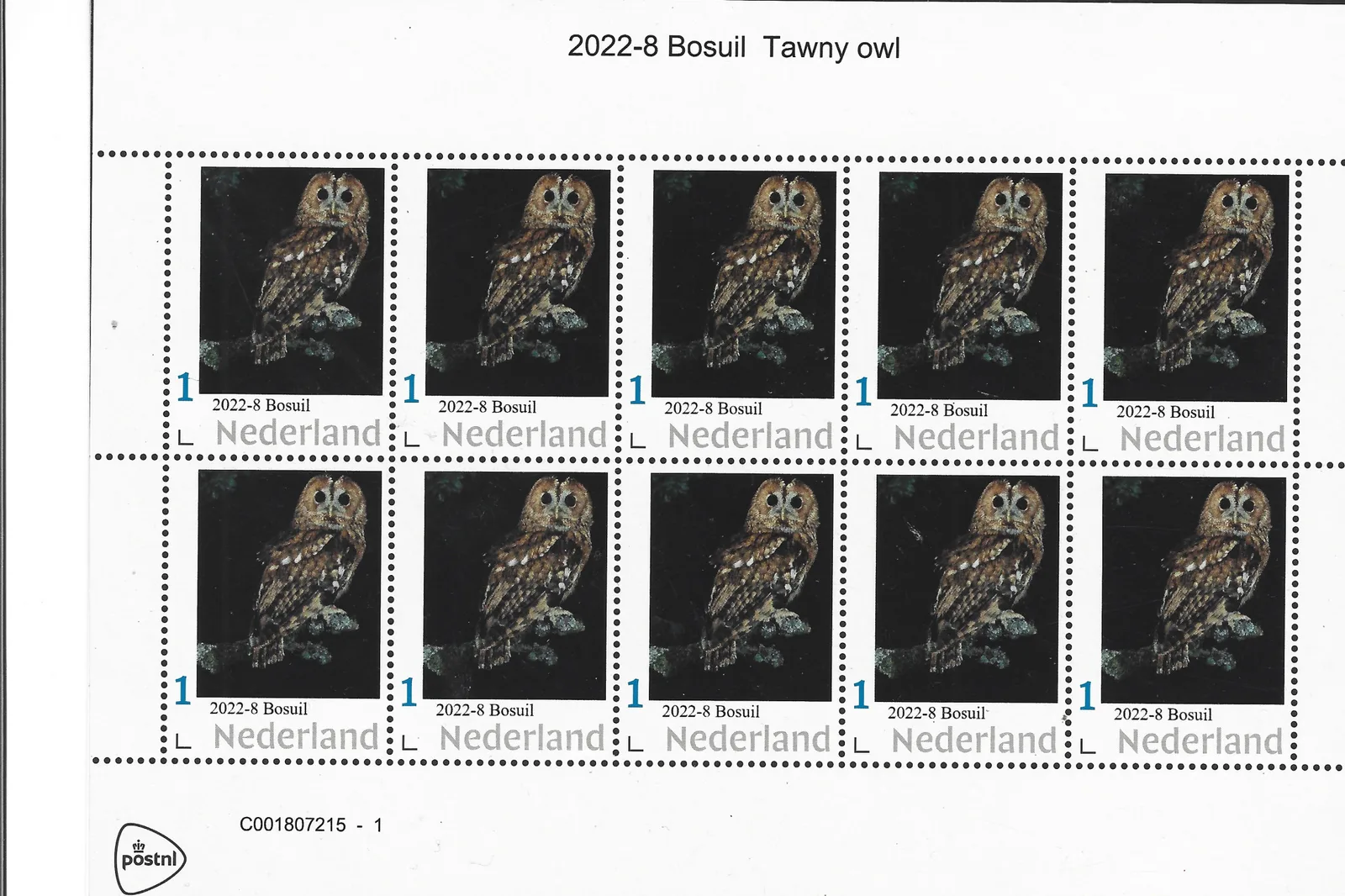 Pays-Bas 2022-8 Chouettes Bosuil feuille/sheetlet neuf/mnh