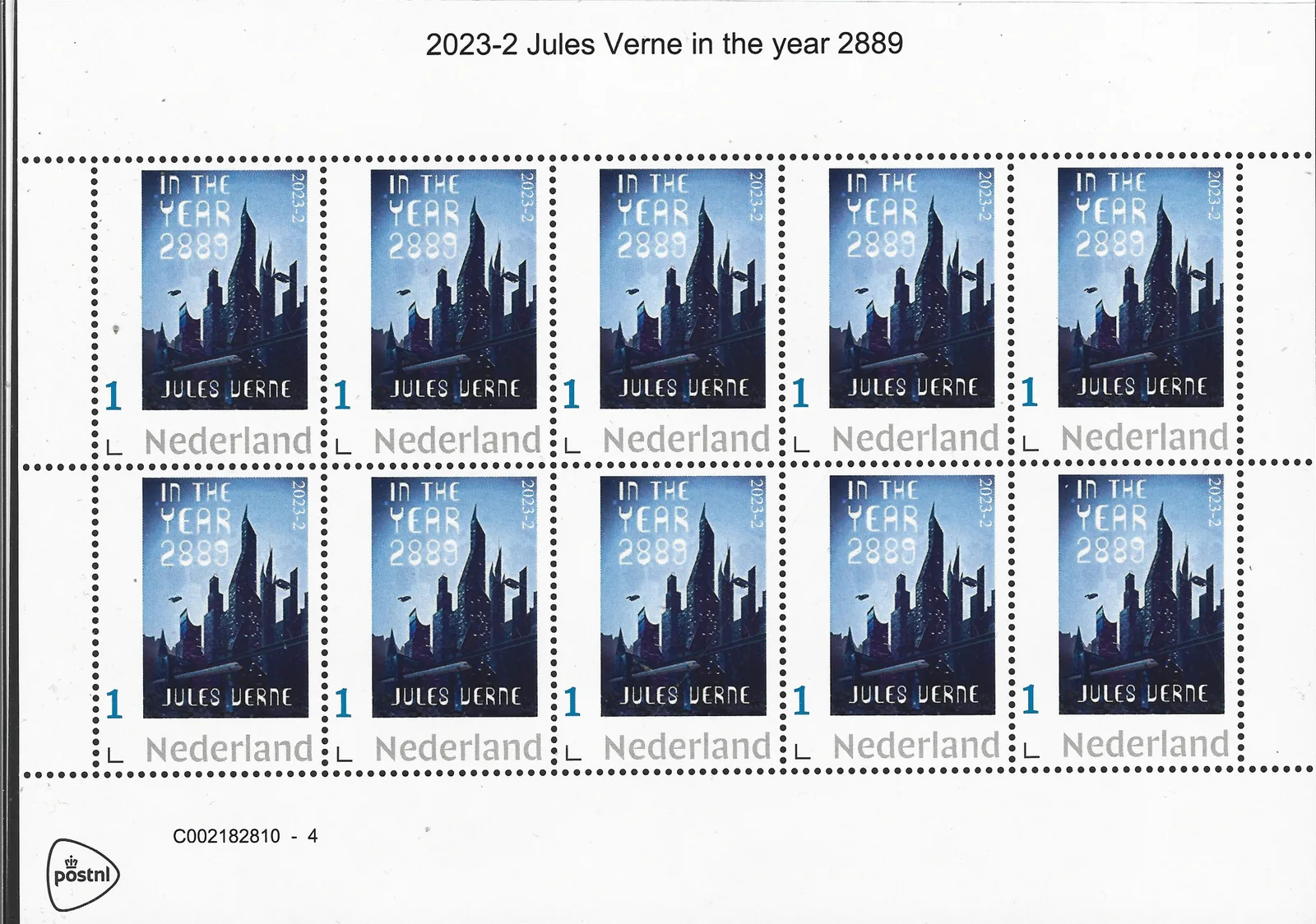 Niederlande 2023-2 Jules Verne im Jahr 2889 vel-Sheetlet postfrisch/mnh