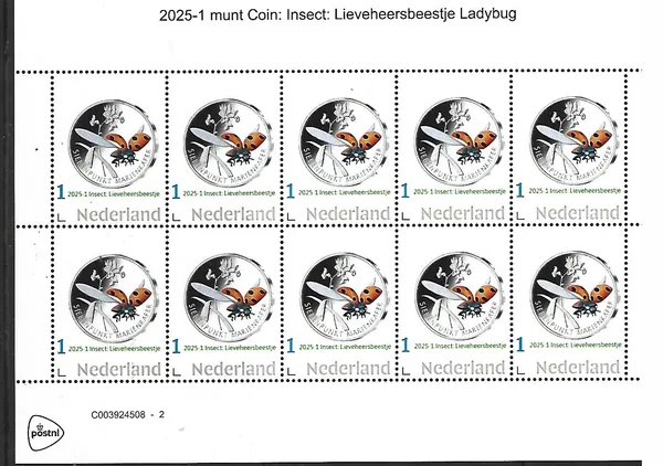Nederland 2025-1 Insecten: Lieveheerstebeeste Ladybug vel-sheetlet postfris/mnh