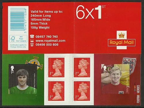 Grande-Bretagne 2013 Héros du football Carnet de timbres adhésifs neuf/mnh