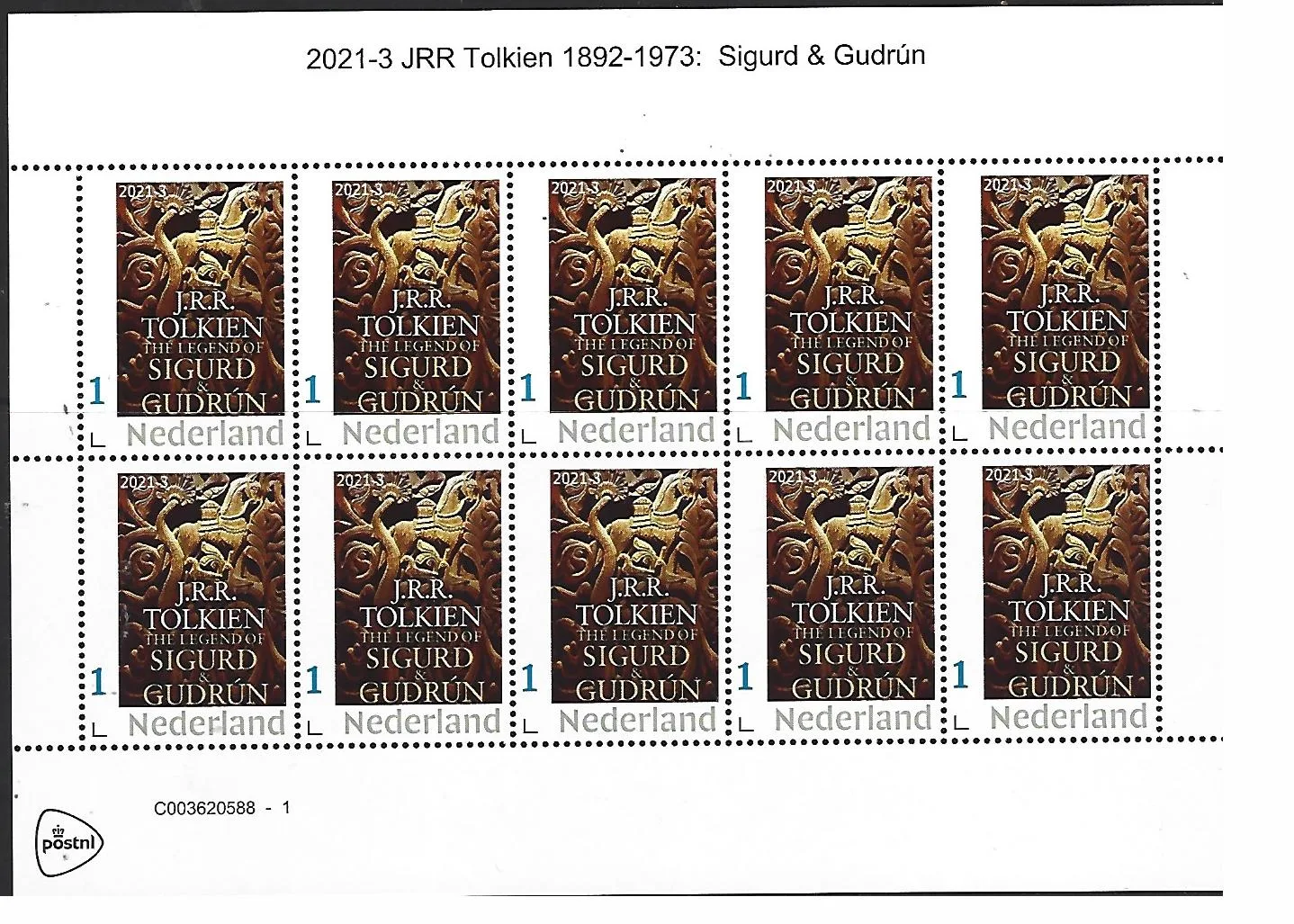 Niederlande 2021-3 JRR Tolkien: Legend of Sigurd Markenblock postfrisch/mnh