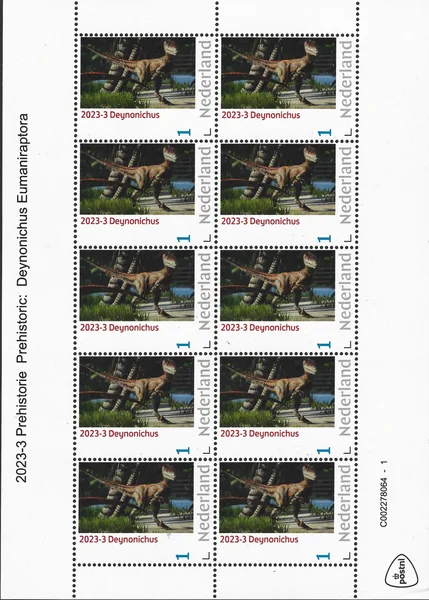 Netherlands 2023-3 Prehistory: Deinonychus vel-sheetlet MNH