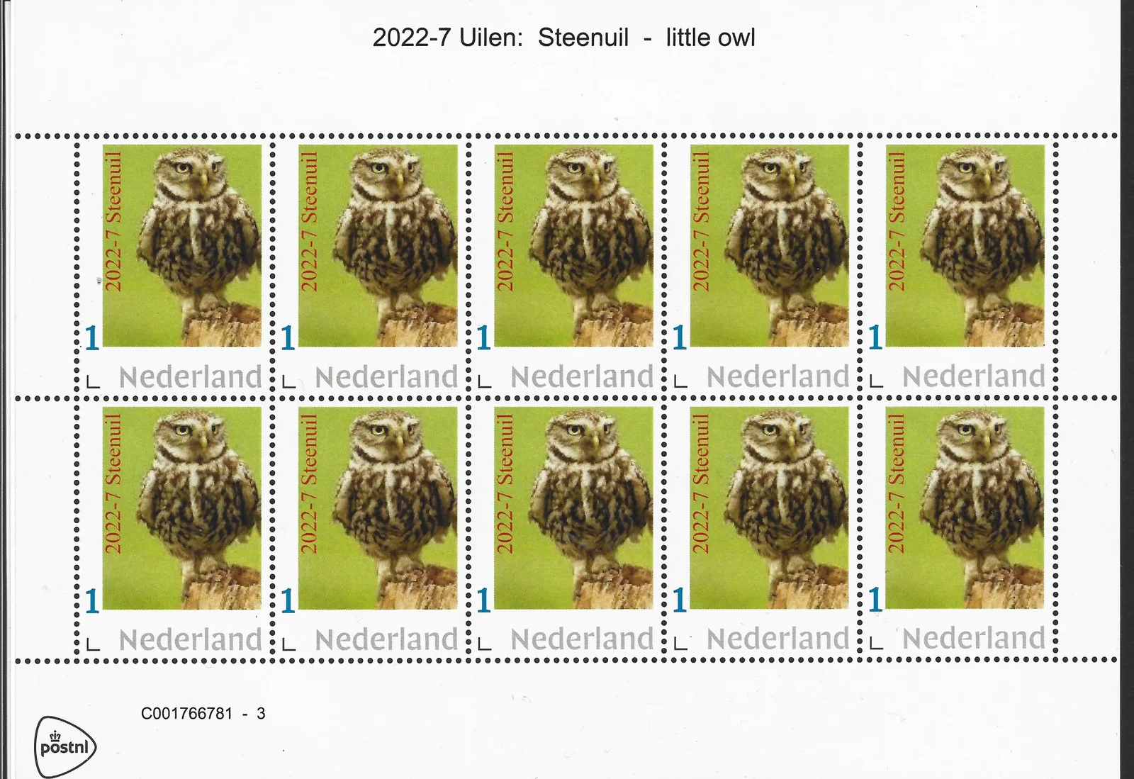 Pays-Bas 2022-7 Chouettes Effraie feuille postfris/mnh