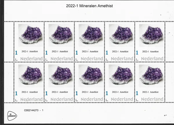 Nederland 2022-1 Mineralen Amethist vel-sheetlet postfris/mnh