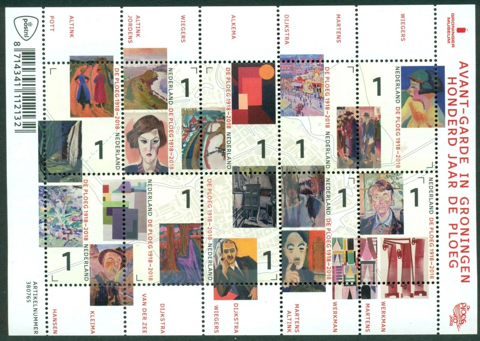 Nederland V3645-3654 Honderd jaar De Ploeg art 2018 velletje-sheetlet postfris/mnh