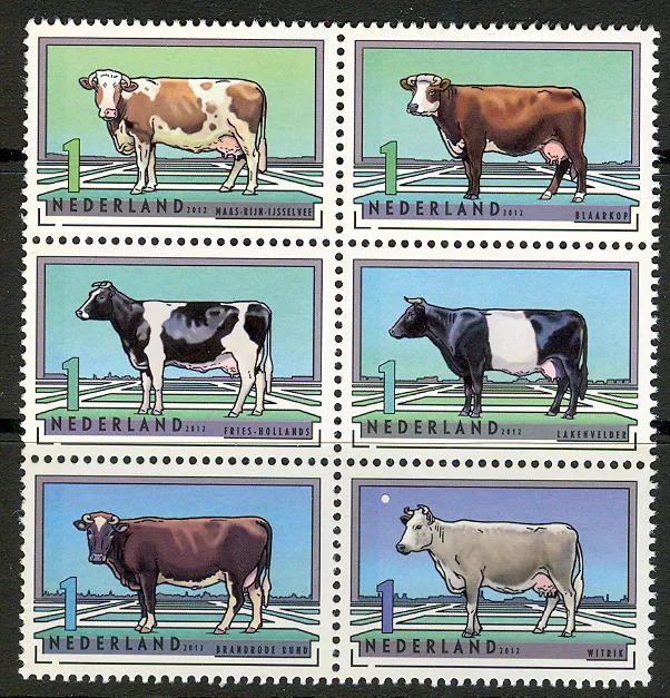 Netherlands 2973-2978 Cattle Breeds 2012 MNH