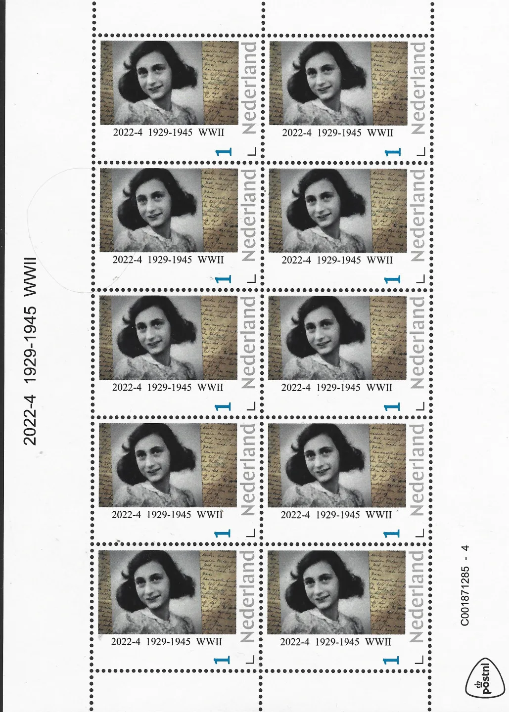Niederlande 2022-4 Anne Frank 1929-1945 Zweiter Weltkrieg Markenheftchen postfrisch/mnh