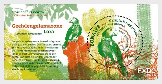 Caribisch Nederland Bonaire 2017 beschermde dieren papegaai parrot sheetlet postfris