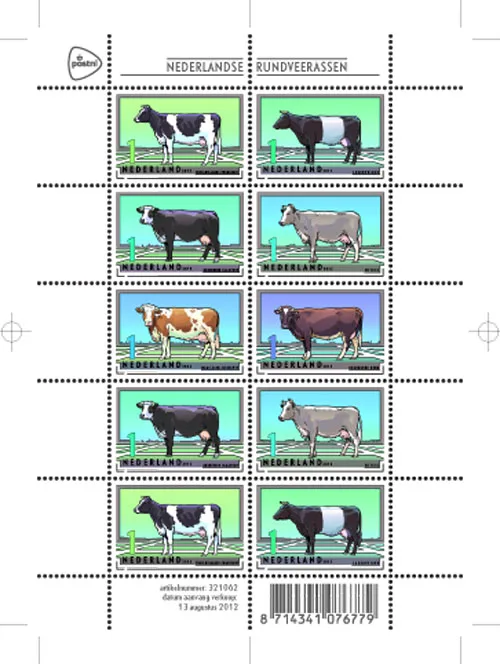 Nederland V2973-2978 Rundveerassen velletje/sheetlet postfris/mnh