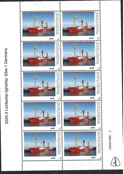 Nederland 2025-3 Lichtschip Lightship Elbe Duitsland sheet postfris/mnh