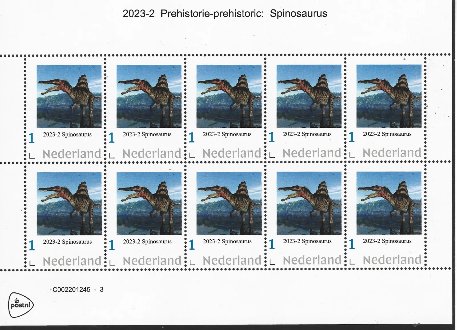 Niederlande 2023-2 Urgeschichte: Spinosaurus Markenheftchen postfrisch/mnh