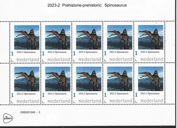 Nederland 2023-2 Prehistorie- prehistoric: Spinosaurus vel-sheetlet postfris/mnh