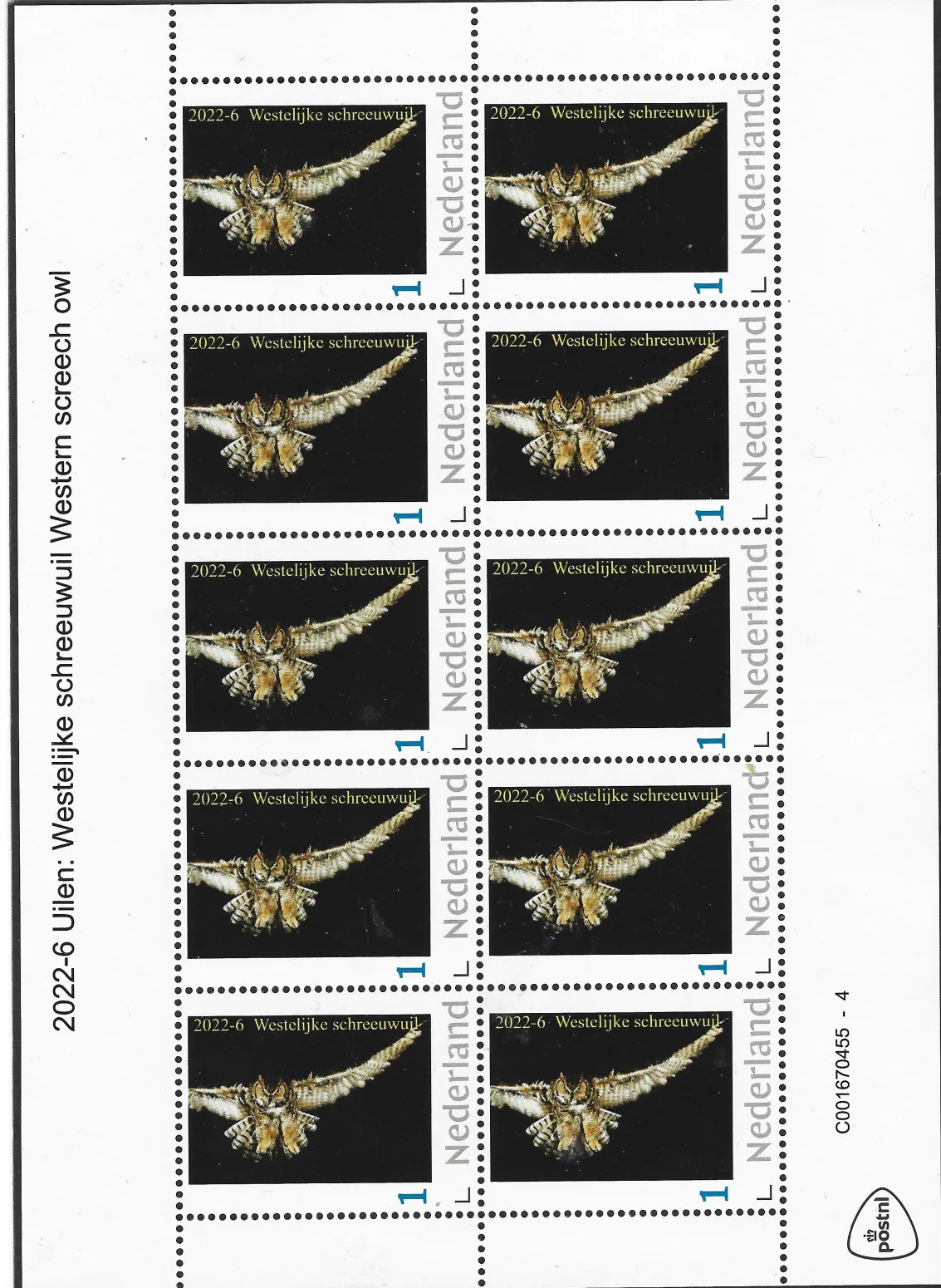 Niederlande 2022-6 Eulen Westlicher Kreischeule Bogen postfrisch/mnh