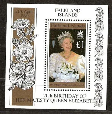 672 bl13 Falkland 1996 Queen Elisabeth 70 years block-m/s MNH