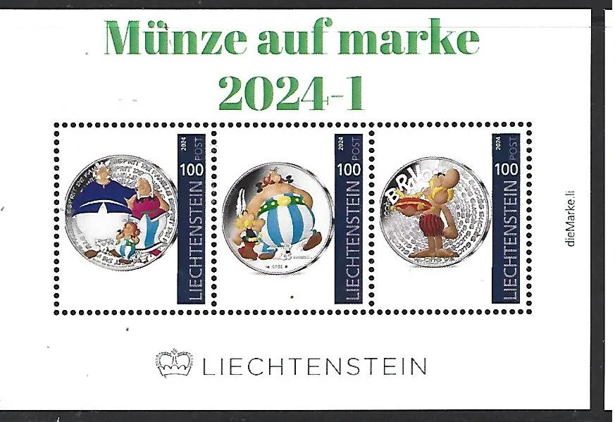 Liechtenstein 2024-1b Münze Asterix Block postfrisch/mnh