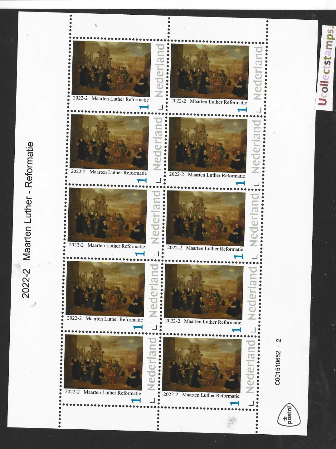 Pays-Bas 2022-2 Réforme Martin Luther feuille postale neuve/mnh