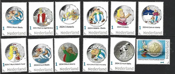 Coin on stamp Asterix 2024 yearset complete postfris/mnh