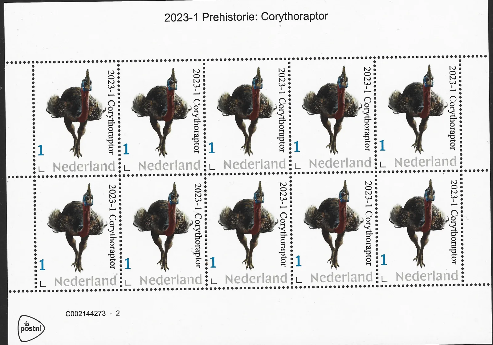 Niederlande 2023-1 Prähistorie: Corythoraptor vel-Kleinbogen postfrisch/ungebraucht