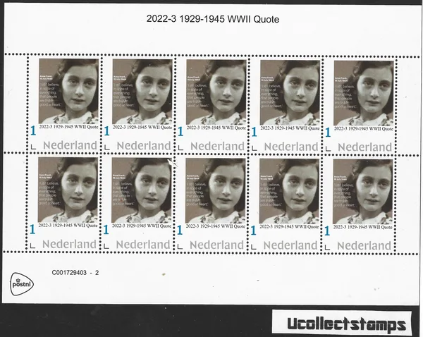 Nederland 2022-3 Anne Frank 1929-1945 WWII Quote vel-sheetlet postfris-mnh