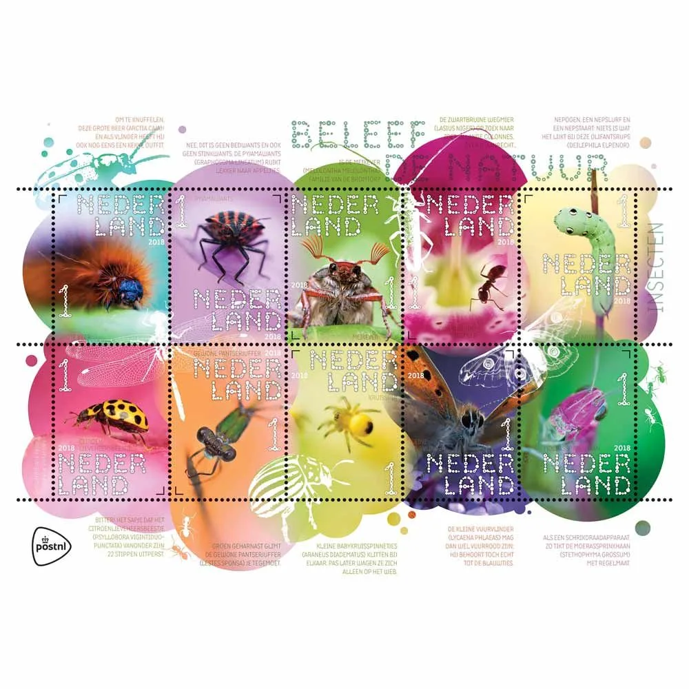 Nederland V3658-3667 Natuur Insecten 2018 velletje-sheetlet postfris/mnh