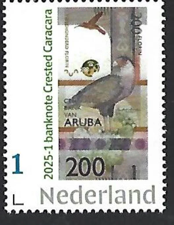 Netherlands 2025-1 Aruba 100fl Crested Caracara banknote stamp MNH
