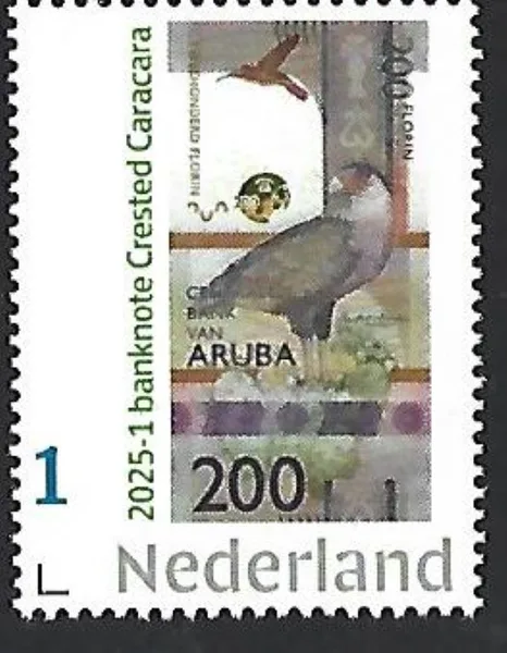 Nederland 2025-1 Aruba 100fl Crested Caracara bankbiljet Banknote stamp postfris/mnh