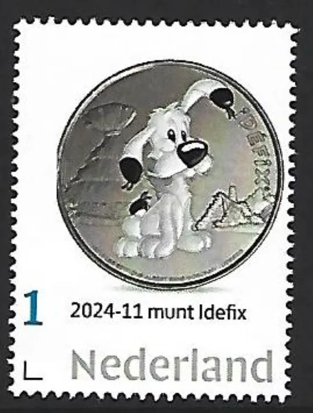 Nederland 2024-11 Munt op zegel Coin Asterix: Idéfix dog postfris/mnh