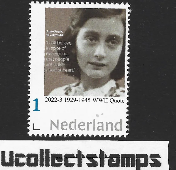 Netherlands 2022-3 Anne Frank 1929-1945 WWII Quote MNH-never hinged