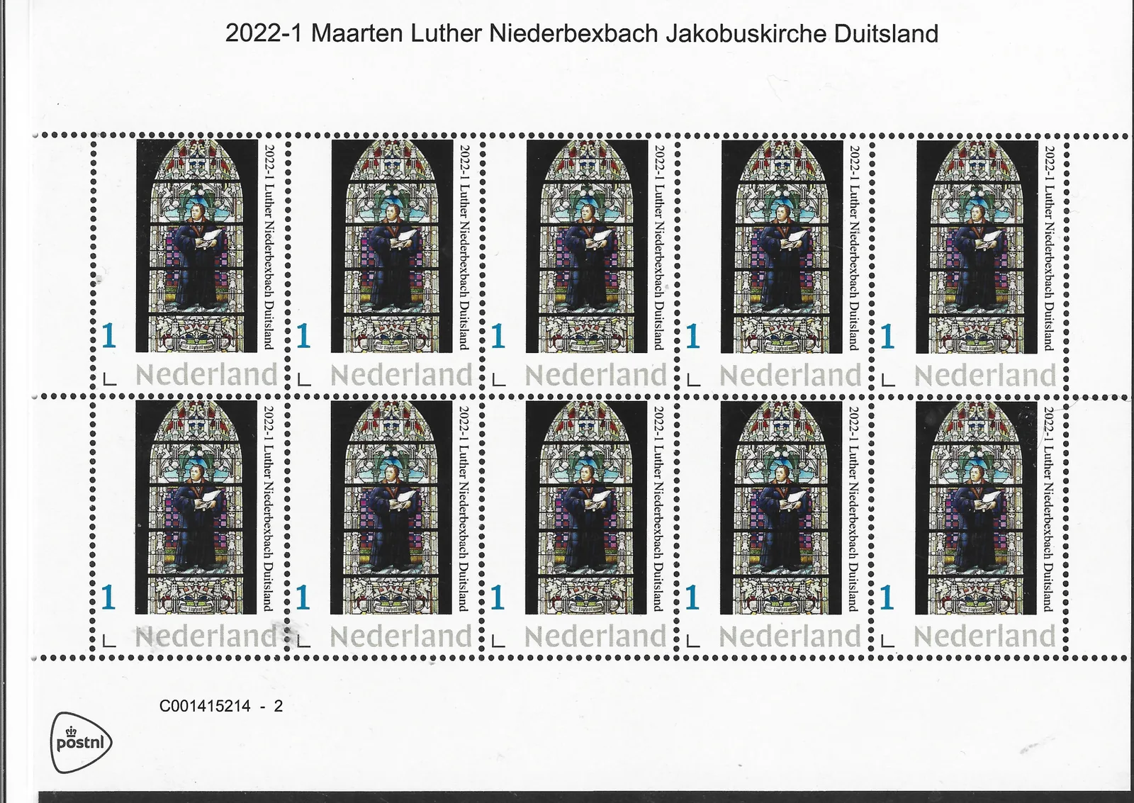 Pays-Bas 2022-1 Réforme Martin Luther Niederbexbach Jakobuskirche carnet neuf/mnh