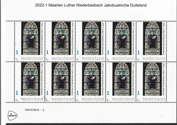 Netherlands 2022-1 Reformation Martin Luther Niederbexbach Jakobuskirche souvenir sheet MNH