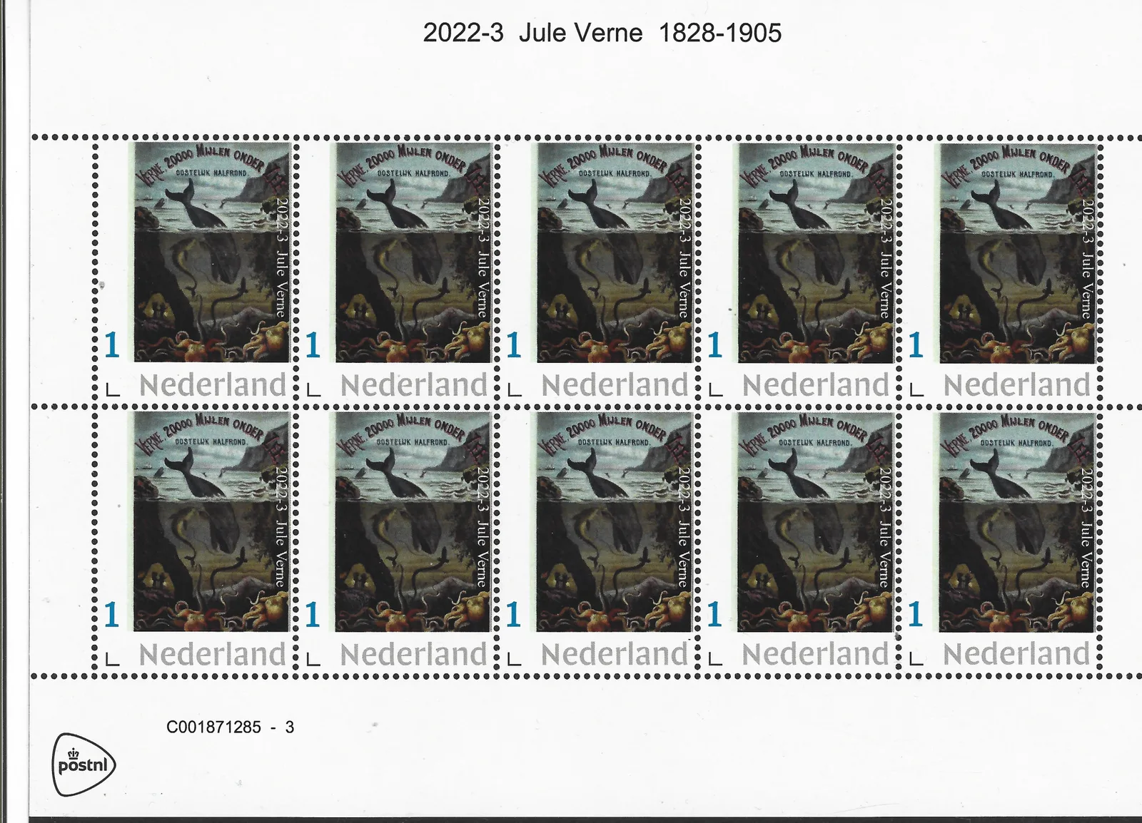 Pays-Bas 2022-3 Jules Verne 500 lieues sous les mers feuillet neuf