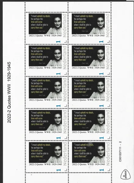 Nederland 2022-2 anne Frank 1929-1945 Quote vel-sheetlet postfris/mnh