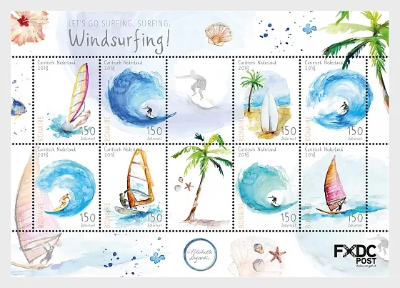 Caribbean Netherlands Bonaire 2018 Windsurfing sheetlet MNH