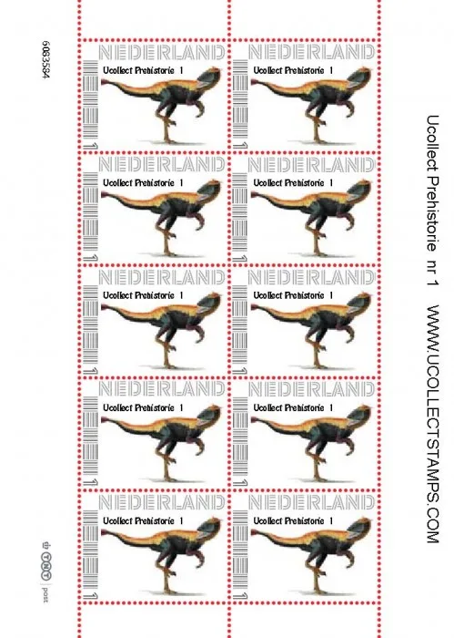 Ucollect Prehistory no. 1 dilong paradoxus sheet of 10 stamps MNH