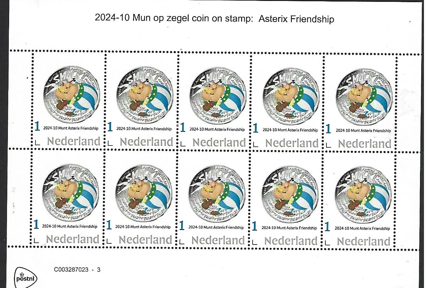 Pays-Bas 2024-10 Coin France Astérix Obélix bloc de timbres neuf/mnh