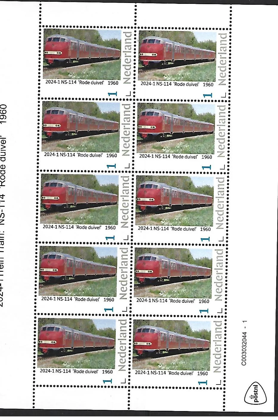 Pays-Bas 2024-2 Trains : NS114 Diable rouge 1960 bloc-feuillet neuf/mnh
