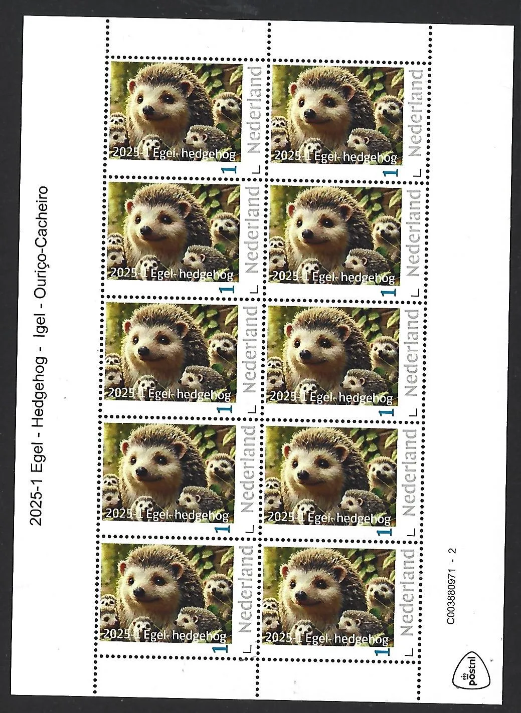 Nederland 2025-1 Egel Hedgehog sheetlet postfris/mnh
