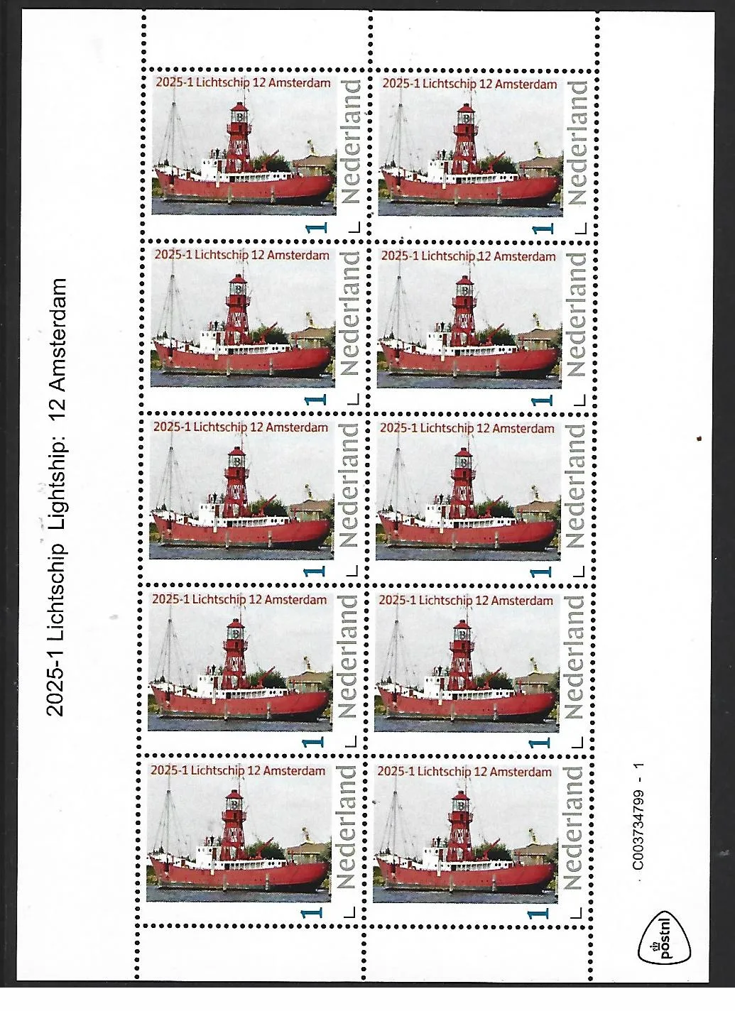 Nederland 2025-1 Lichtschip Lightschip 12 Amsterdam sheetlet postfris/mnh