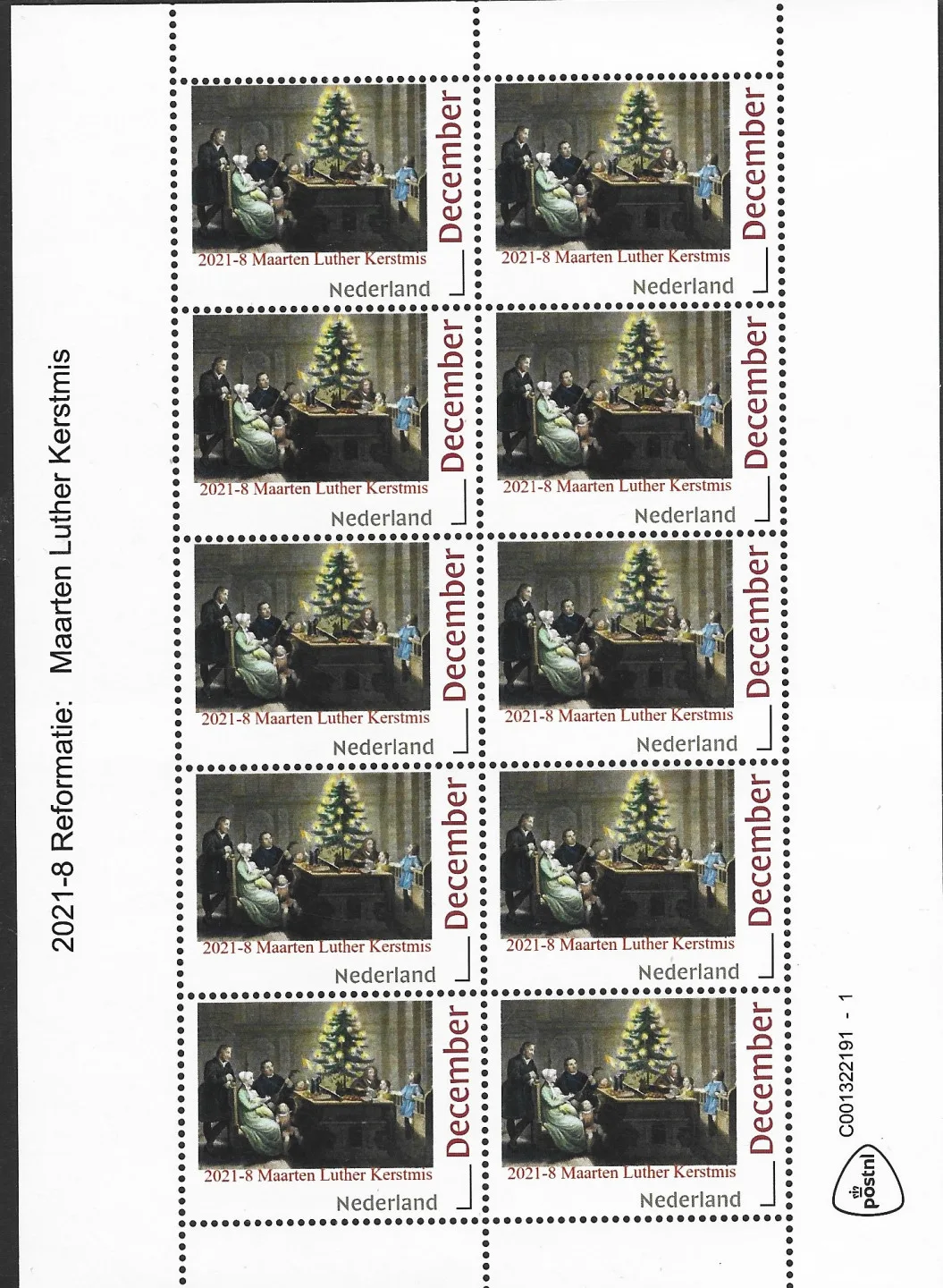 Niederlande 2021-8 Martin Luther Reformation Weihnachts-Dezembermarke Bogenteilstück postfrisch/mnh