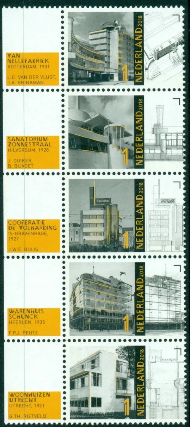 Nederland 3679-3683 Architectuur 2018 postfris-mnh