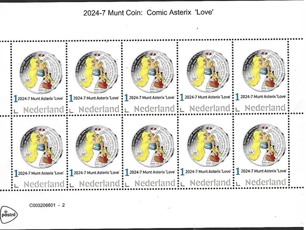 Nederland 2024-7 Munt coin: Asterix 'love' sheetlet postfris/mnh