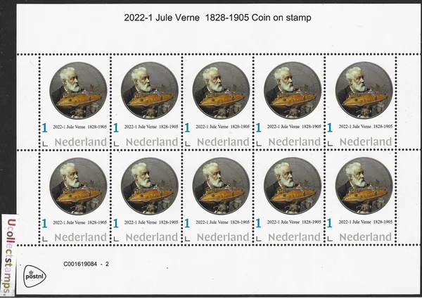 Nederland 2022-1 Jules Verne 1828-1905 coin on stamp vel-sheetlet postfris/mnh