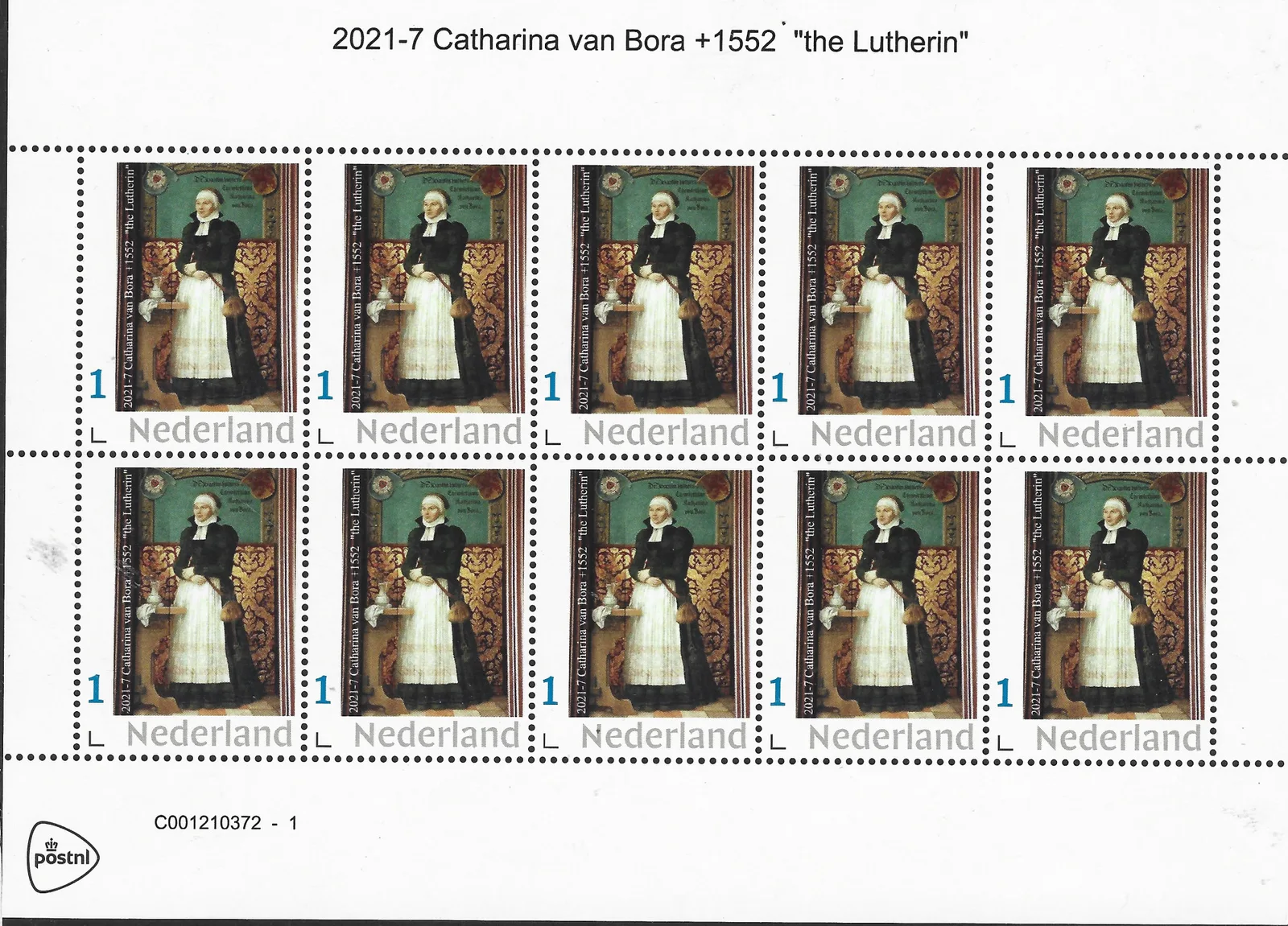 2021-7 Reformation Katharina v Bora +1552 The Lutheran vel/sheetlet MNH