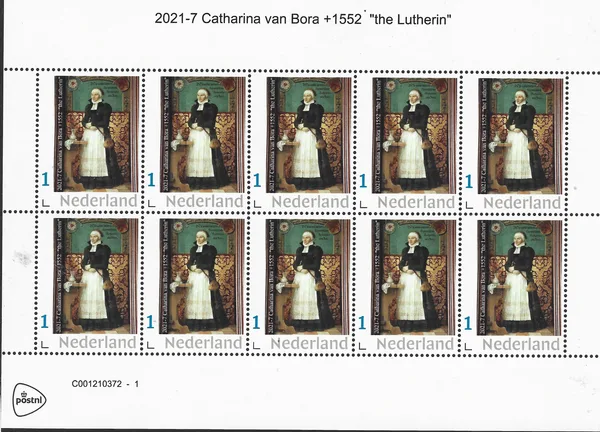 2021-7 Reformation Katharina v Bora +1552 The Lutheran vel/sheetlet MNH