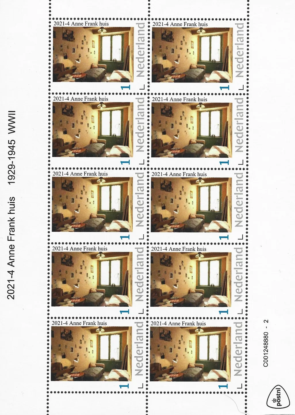 Pays-Bas 2021-4 Maison Anne Frank 1929-1945 WWII feuillet neuf/nmh